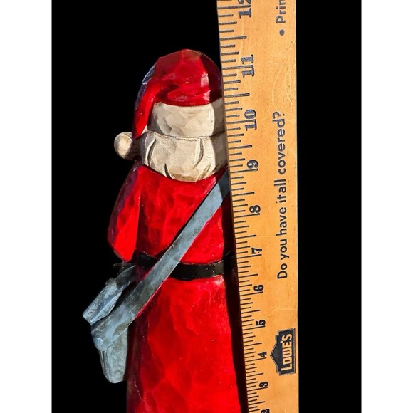 GISELA GRAHAM RESIN SANTA WITH DEER & PRESENT SACK FIGURINE 11.5” - Picture 3 of 11